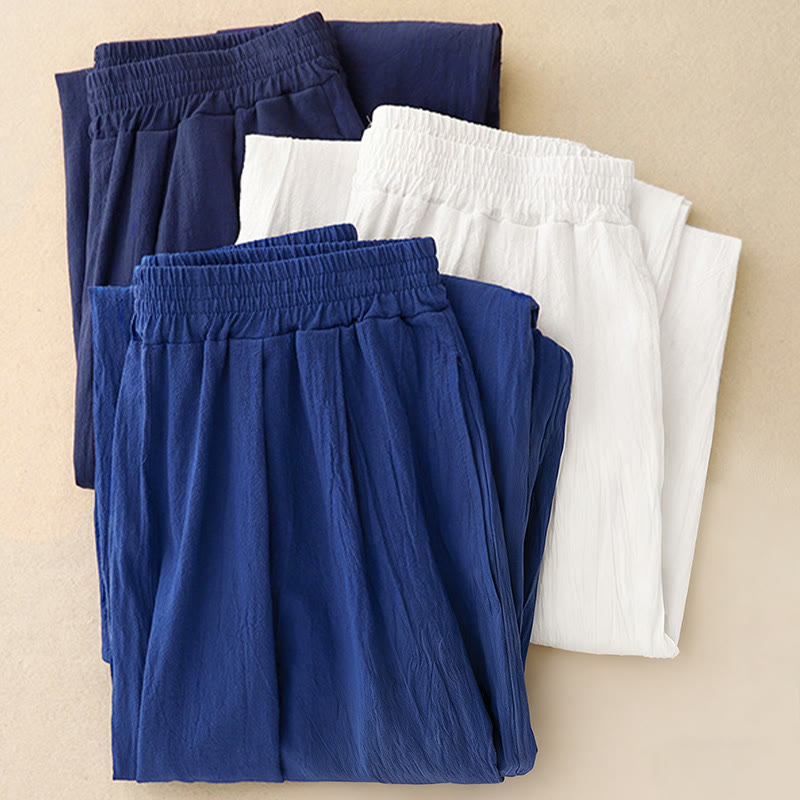 Breathable Cotton Cropped Tapered Daily Grounding Pants