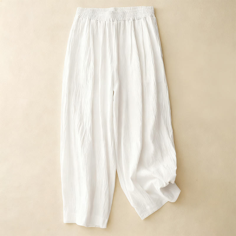 Breathable Cotton Cropped Tapered Daily Grounding Pants