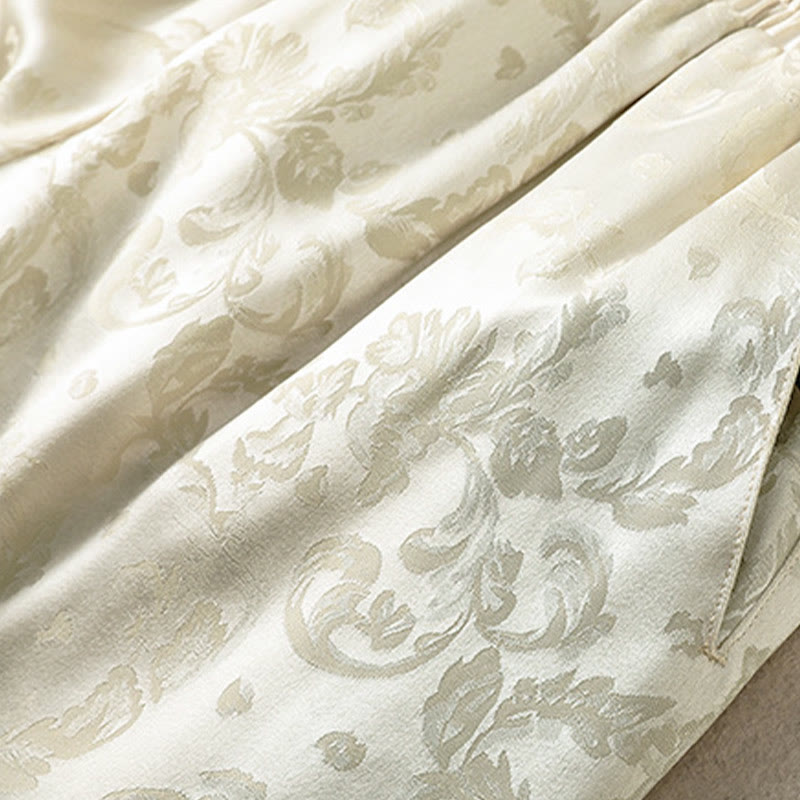 Jacquard High Waist Design Women's Wide Leg Thermal Thickened Pants With Pockets