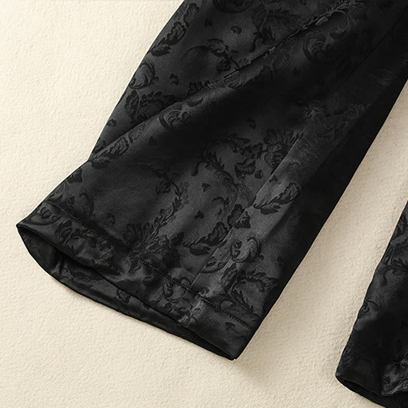 Jacquard High Waist Design Women's Wide Leg Thermal Thickened Pants With Pockets