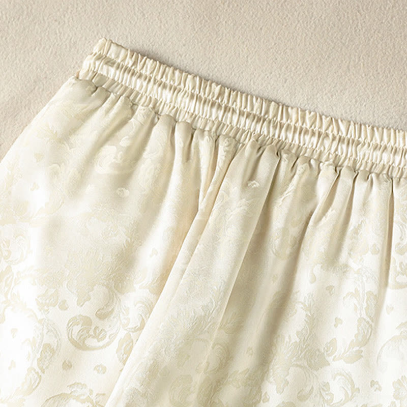 Jacquard High Waist Design Women's Wide Leg Thermal Thickened Pants With Pockets