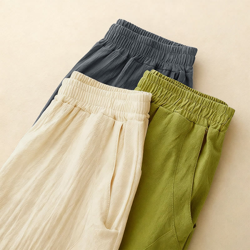 Fall Solid Color Patchwork Simple Design Women's Wide Leg Pants With Pockets