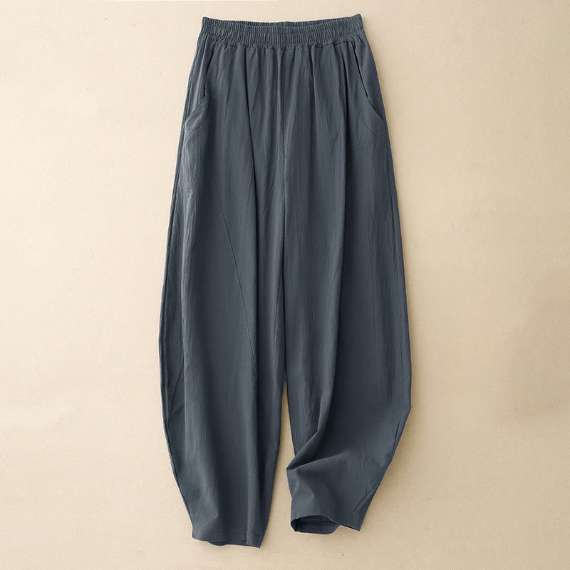 Fall Solid Color Patchwork Simple Design Women's Wide Leg Pants With Pockets