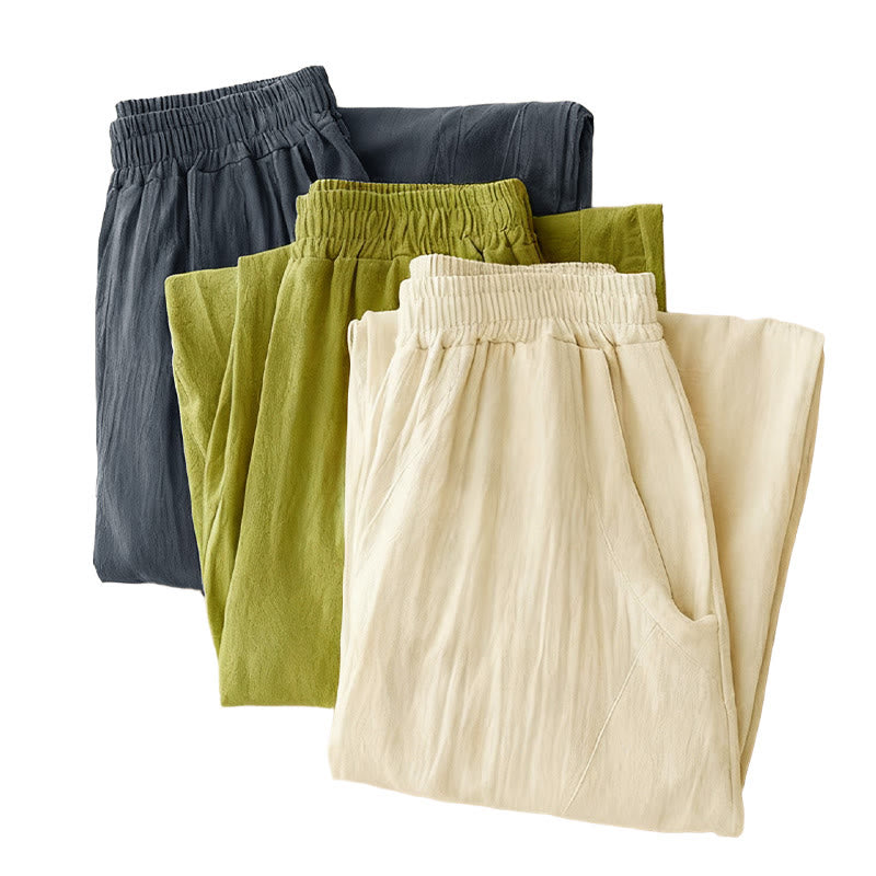 Fall Solid Color Patchwork Simple Design Women's Wide Leg Pants With Pockets