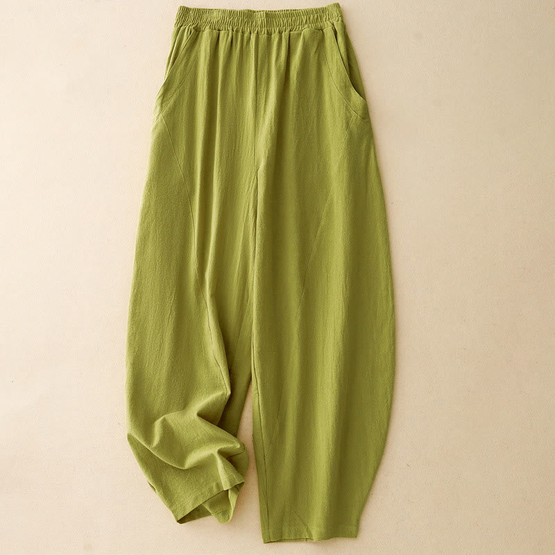 Fall Solid Color Patchwork Simple Design Women's Wide Leg Pants With Pockets