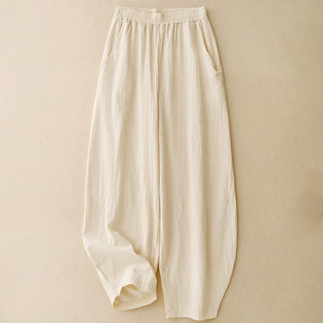 Fall Solid Color Patchwork Simple Design Women's Wide Leg Pants With Pockets