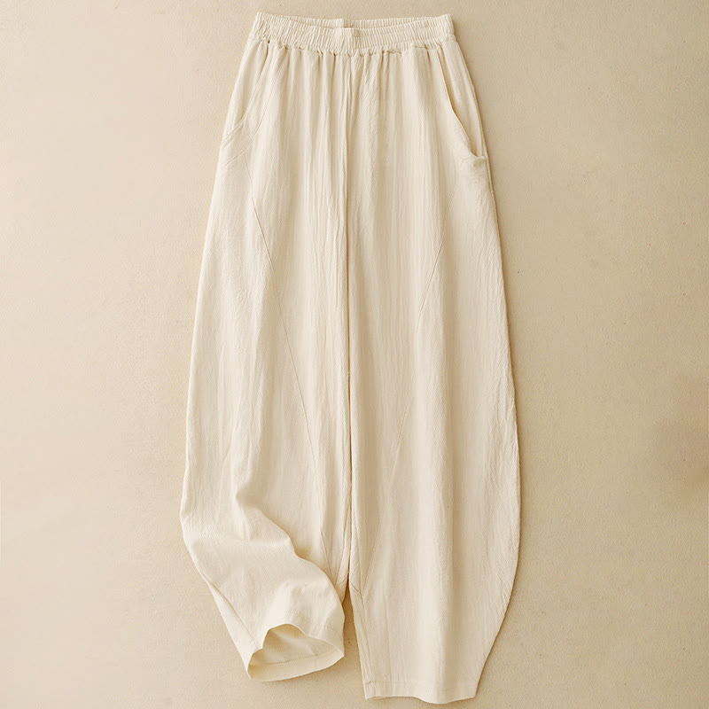 Fall Solid Color Patchwork Simple Design Women's Wide Leg Pants With Pockets