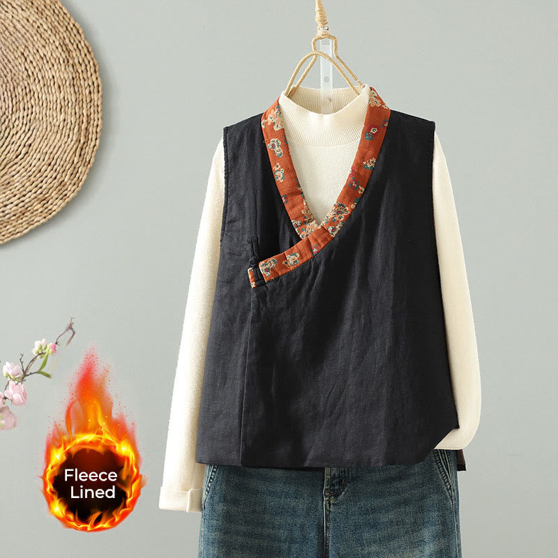 Tactile Cotton Floral Frog-Button Meditation Waistcoat