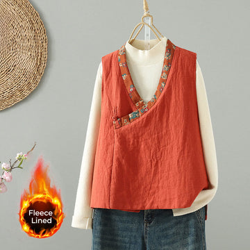 Tactile Cotton Floral Frog-Button Meditation Waistcoat