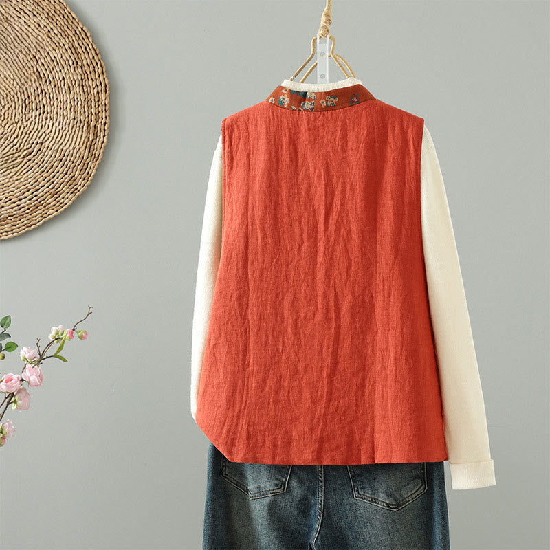 Tactile Cotton Floral Frog-Button Meditation Waistcoat
