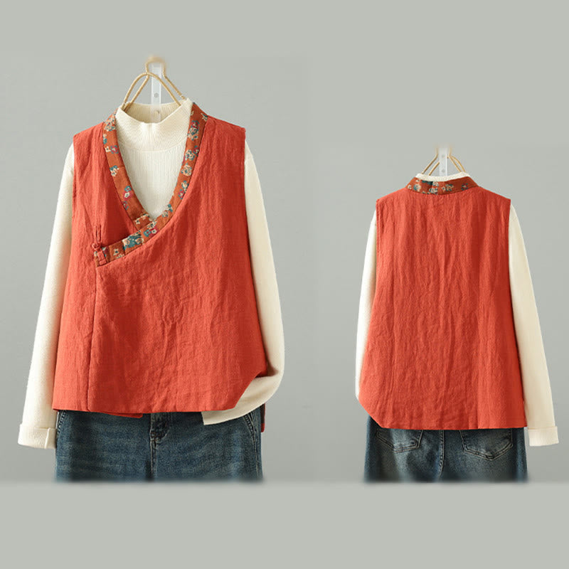 Tactile Cotton Floral Frog-Button Meditation Waistcoat