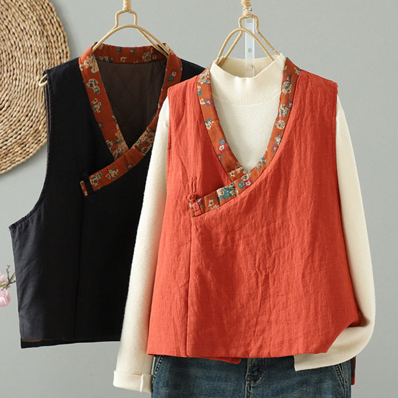 Tactile Cotton Floral Frog-Button Meditation Waistcoat