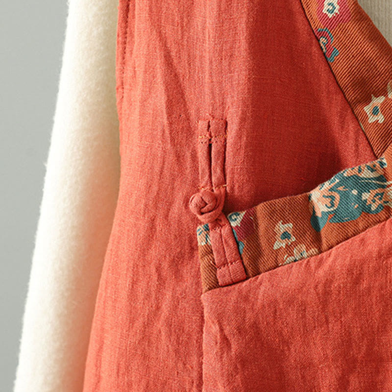 Tactile Cotton Floral Frog-Button Meditation Waistcoat