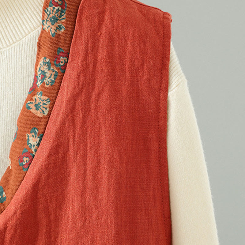 Tactile Cotton Floral Frog-Button Meditation Waistcoat
