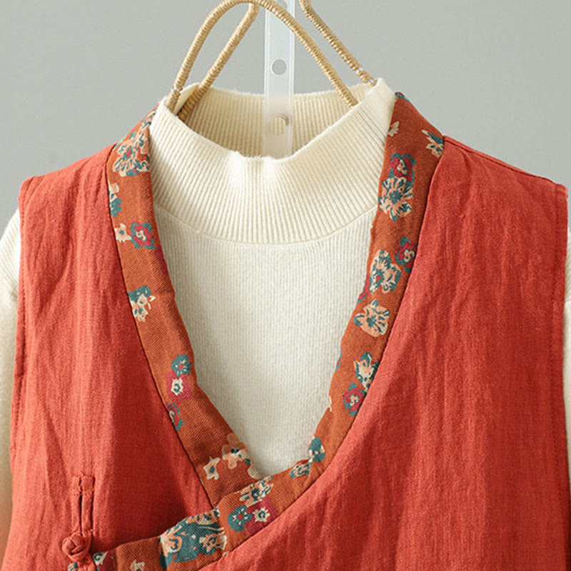 Tactile Cotton Floral Frog-Button Meditation Waistcoat