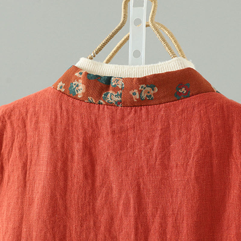 Tactile Cotton Floral Frog-Button Meditation Waistcoat