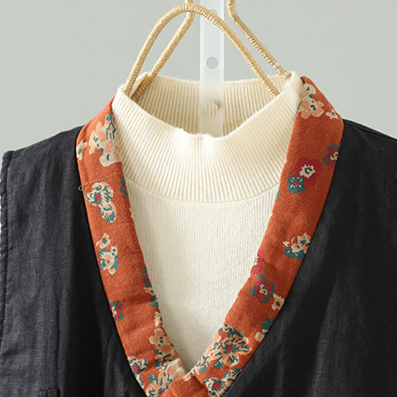 Tactile Cotton Floral Frog-Button Meditation Waistcoat