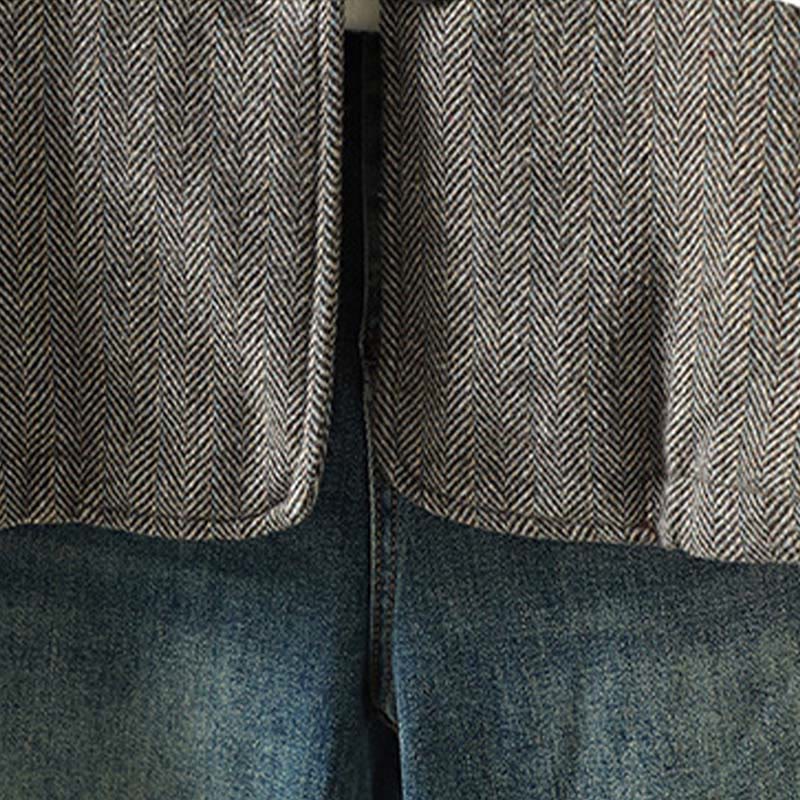 Women's Brown Buttons Design Long Sleeve Thermal Jacket With Pockets