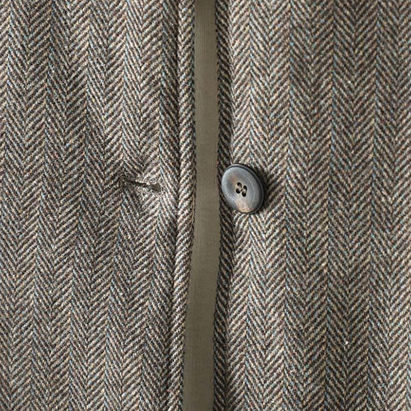 Women's Brown Buttons Design Long Sleeve Thermal Jacket With Pockets