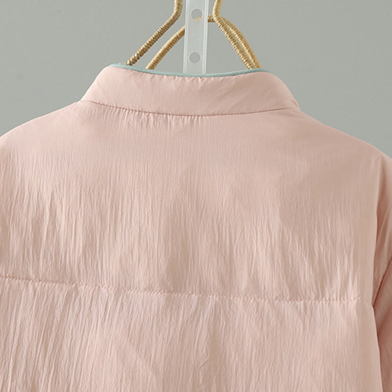 Peach Blossom Embroidered Cotton-Blend Thermal Meditation Jacket