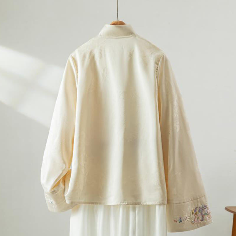 Thick Fabric Stand-Collar Frog-Button Meditation Jacket