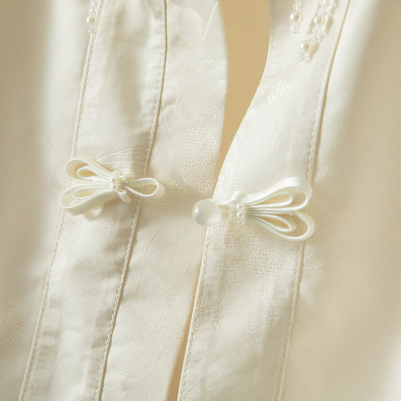 Thick Fabric Stand-Collar Frog-Button Meditation Jacket