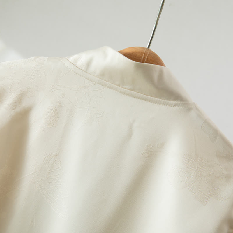 Thick Fabric Stand-Collar Frog-Button Meditation Jacket