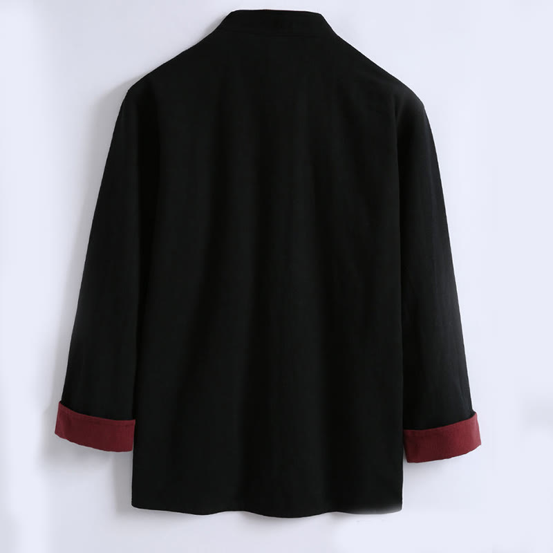 Spring Chinese Reversible Men's Frog-Button Cotton Long Sleeve Jacket