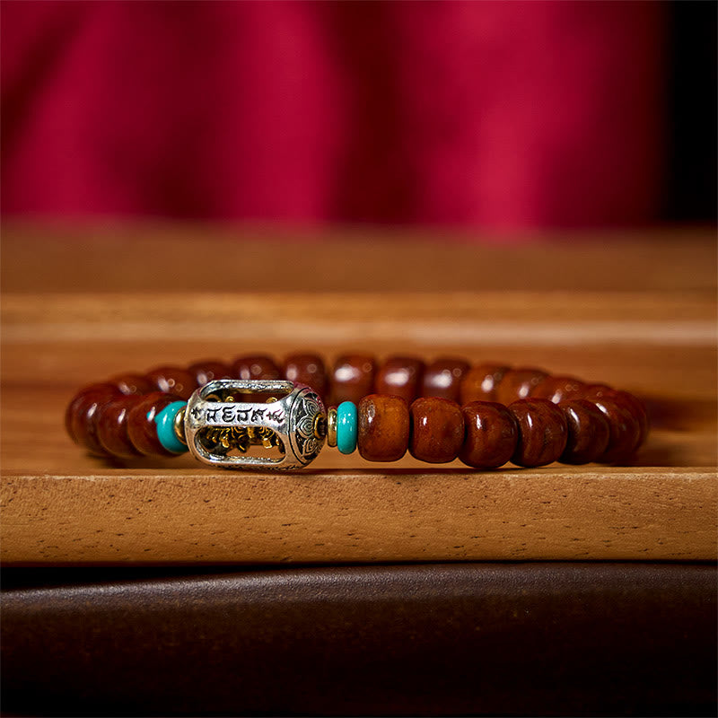 Handcrafted Bone Beads Bracelet with Three-Eyed Dzi and Vajra Elements
