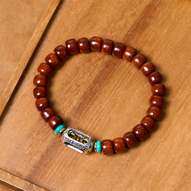Handcrafted Bone Beads Bracelet with Three-Eyed Dzi and Vajra Elements