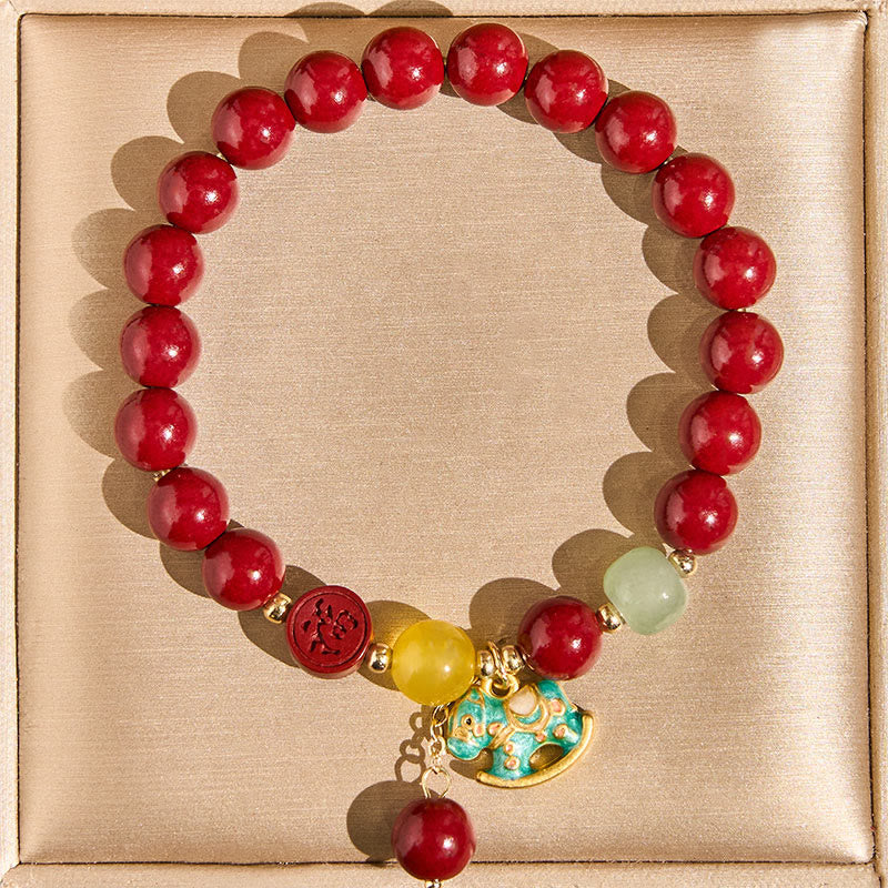 Year Of The Horse Natural Cinnabar Red Agate Calm Confidence Bracelet