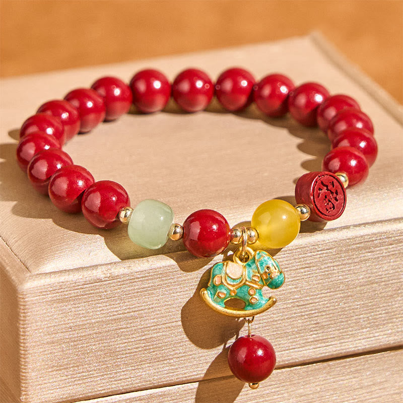Year Of The Horse Natural Cinnabar Red Agate Calm Confidence Bracelet