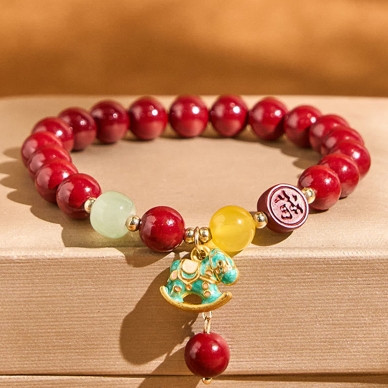 Year Of The Horse Natural Cinnabar Red Agate Calm Confidence Bracelet