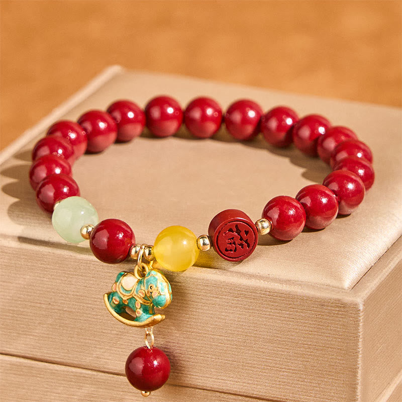 Year Of The Horse Natural Cinnabar Red Agate Calm Confidence Bracelet