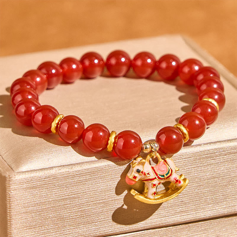Year Of The Horse Natural Cinnabar Red Agate Calm Confidence Bracelet