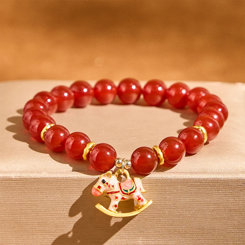 Year Of The Horse Natural Cinnabar Red Agate Calm Confidence Bracelet