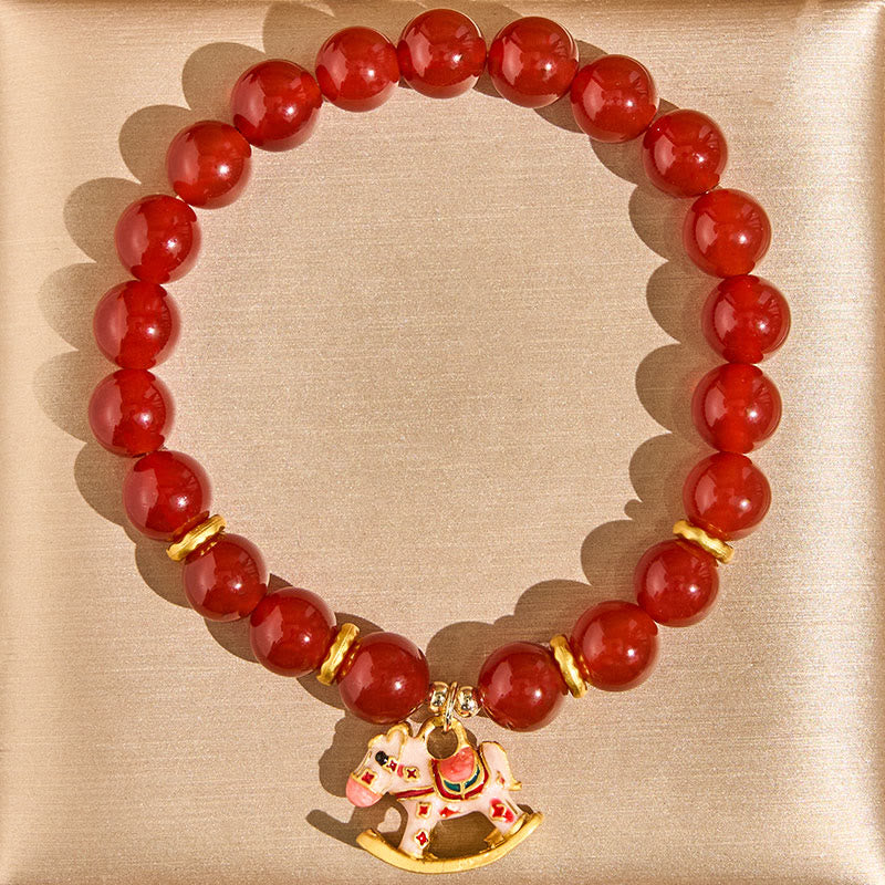 Year Of The Horse Natural Cinnabar Red Agate Calm Confidence Bracelet