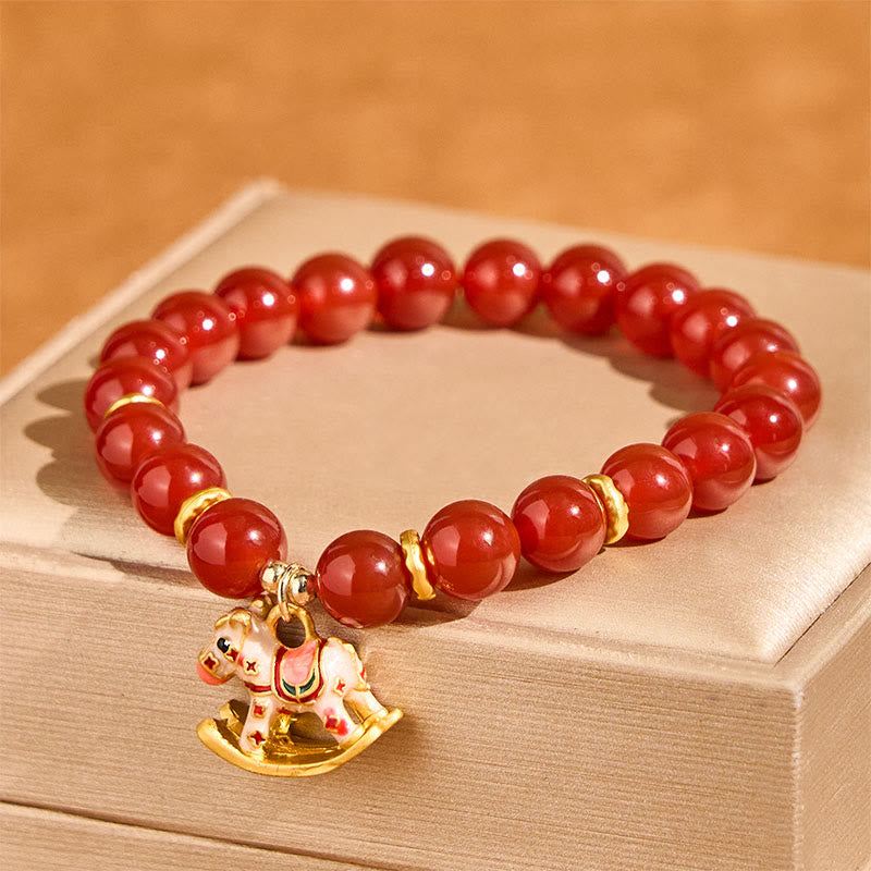 Year Of The Horse Natural Cinnabar Red Agate Calm Confidence Bracelet