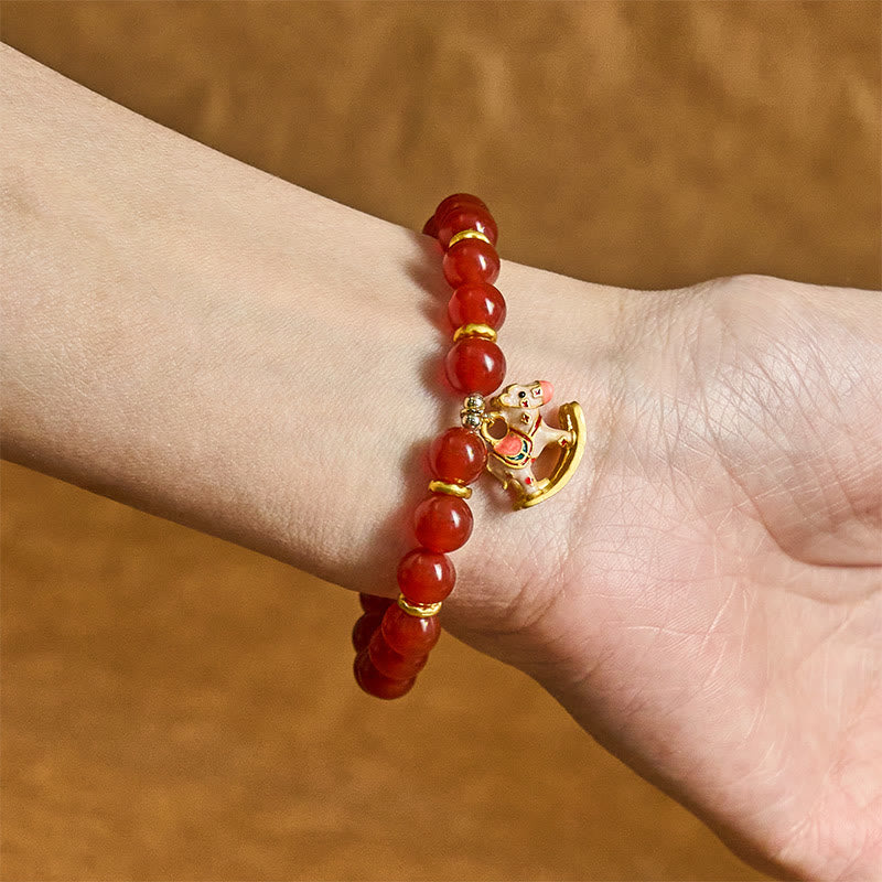 Year Of The Horse Natural Cinnabar Red Agate Calm Confidence Bracelet