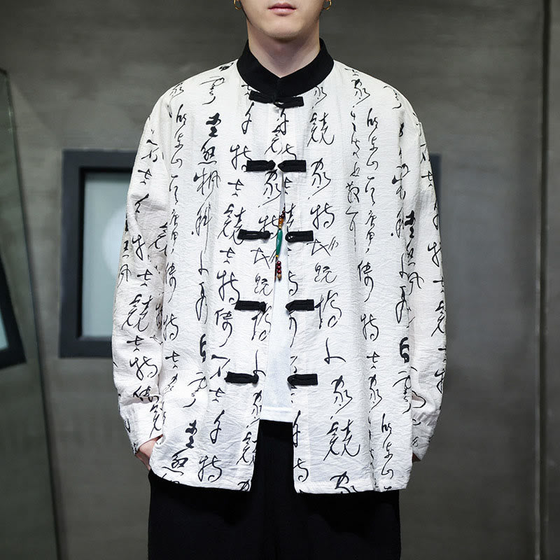 Lightweight Stand-Collar Frog-Button Meditation Jacket