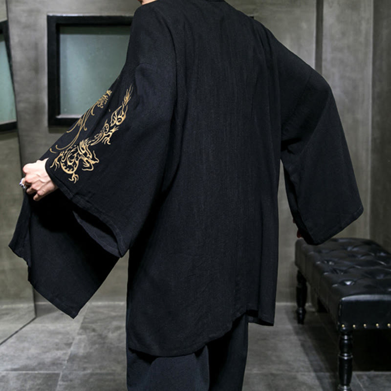 Lightweight Cotton Open Front Meditation Kimono Jacket