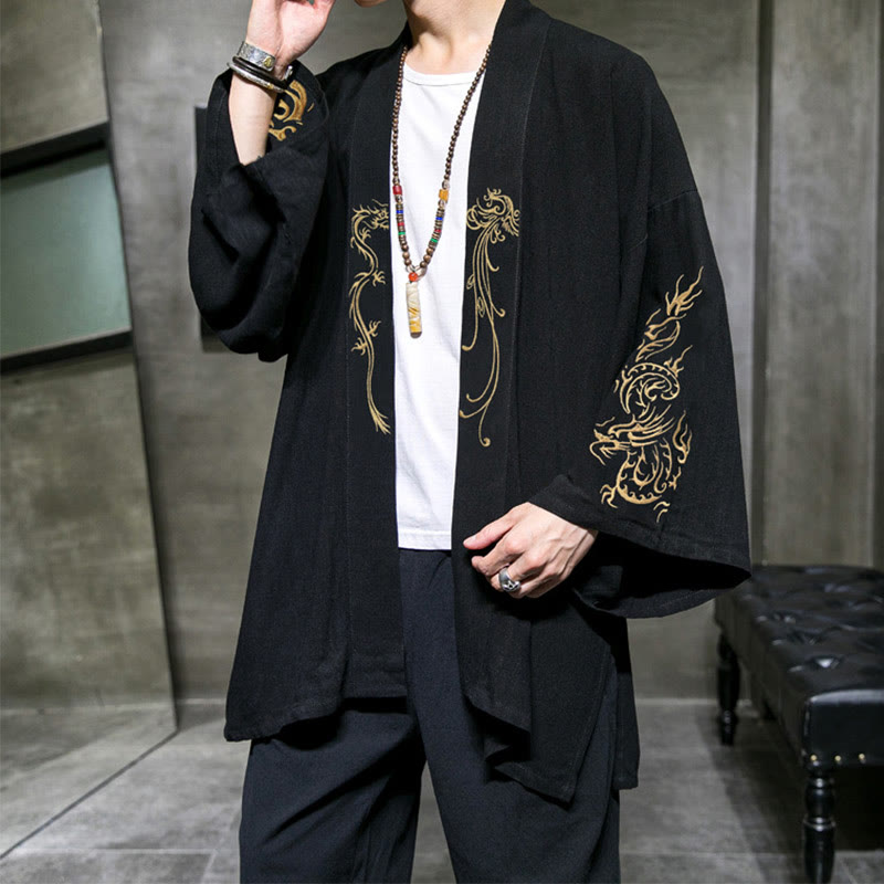 Lightweight Cotton Open Front Meditation Kimono Jacket