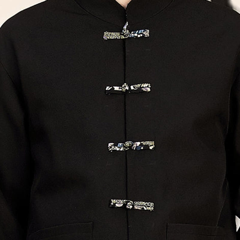 Tactile Wave-Detail Men's Meditation and Tai Chi Two-Piece Set