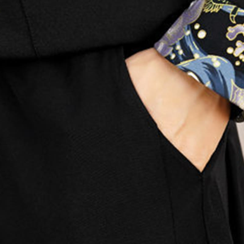 Tactile Wave-Detail Men's Meditation and Tai Chi Two-Piece Set
