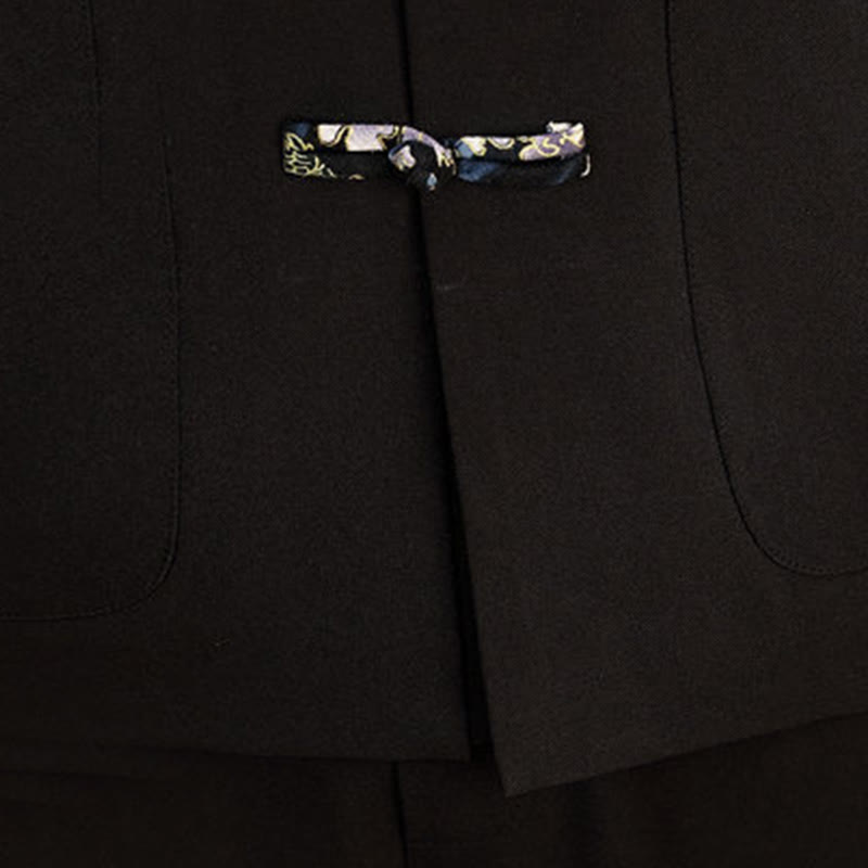 Tactile Wave-Detail Men's Meditation and Tai Chi Two-Piece Set