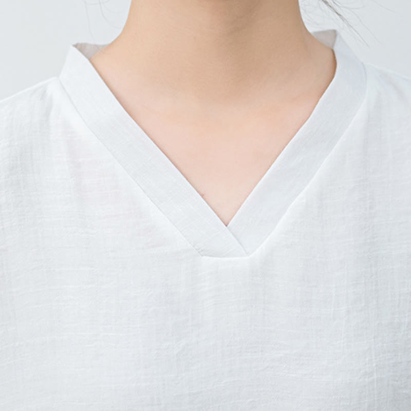 Breathable Fabric V-Neck Long Sleeve Wide-Leg Meditation Two-Piece Set