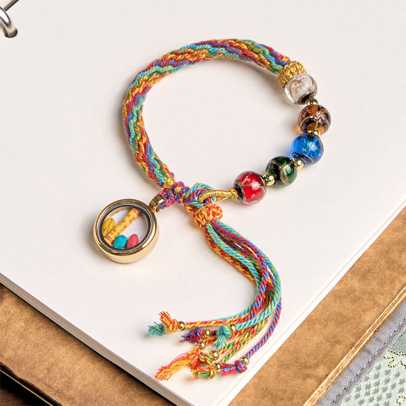 Handmade Cinnabar & Liuli Thangka Chinese Zodiac Natal Buddha Braided Red String Bracelet