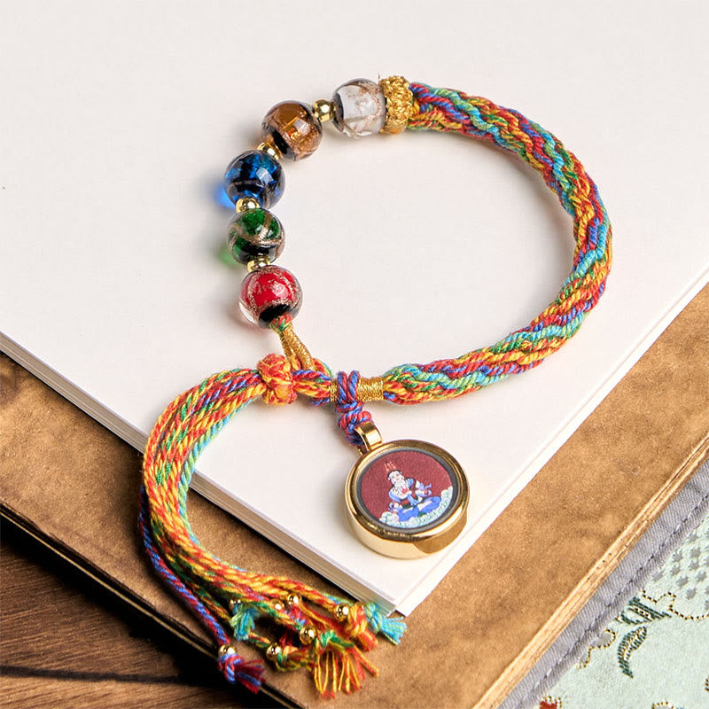 Handmade Cinnabar & Liuli Thangka Chinese Zodiac Natal Buddha Braided Red String Bracelet
