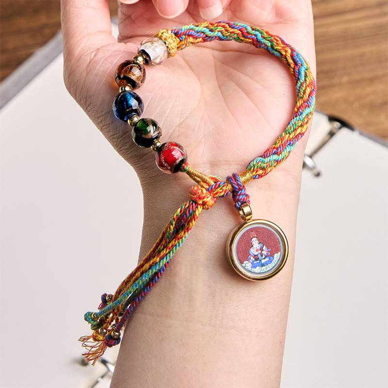 Handmade Cinnabar & Liuli Thangka Chinese Zodiac Natal Buddha Braided Red String Bracelet
