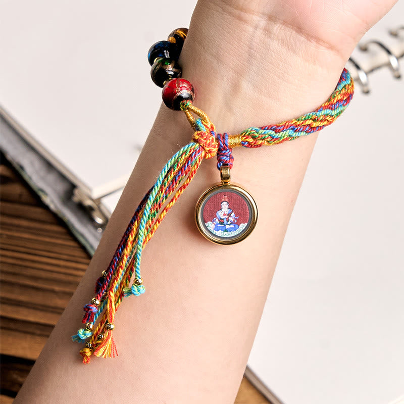 Handmade Cinnabar & Liuli Thangka Chinese Zodiac Natal Buddha Braided Red String Bracelet